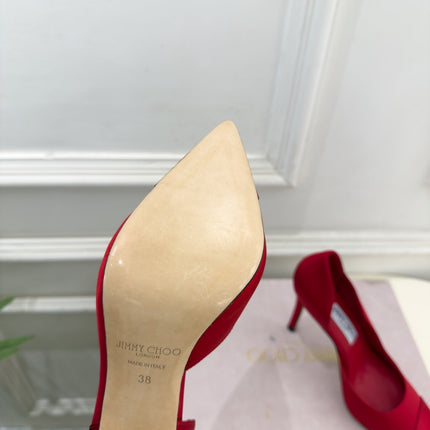 JIMMY CHOO 26S HIGH HEELS 105 MM IN RED SATIN