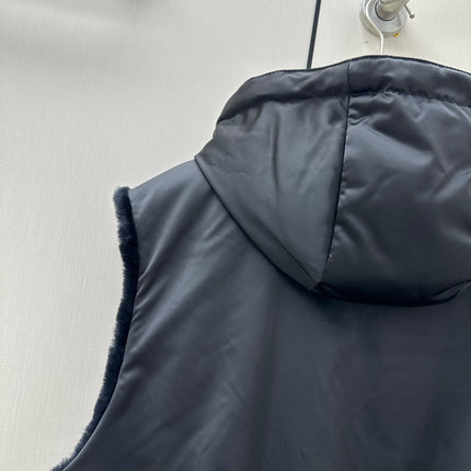 PRADA 26S REVERSIBLE HOODED ZIP-UP VEST 1283