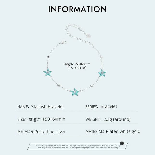 Gradient Blue-green Starfish Link Chain Bracelets