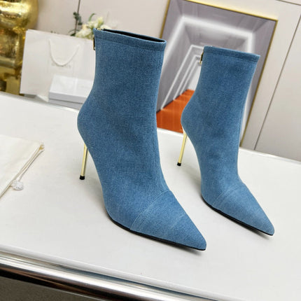 BALMAIN 26S BOOTS 95 MM IN BLUE DENIM