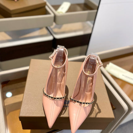 BURBERRY 26S HIGH HEELS 105 MM IN NUDE PINK CALFSKIN