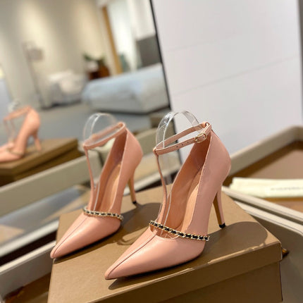 BURBERRY 26S HIGH HEELS 105 MM IN NUDE PINK CALFSKIN