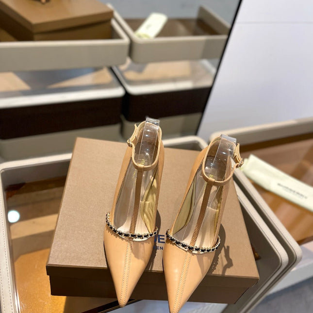 BURBERRY 26S HIGH HEELS 105 MM IN NUDE BEIGE CALFSKIN