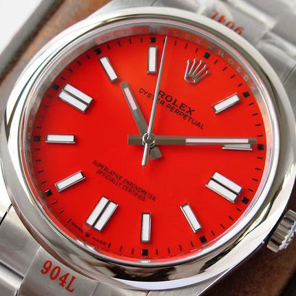 OYSTER PERPETUAL 41 STAINLESS STEEL RED DIAL