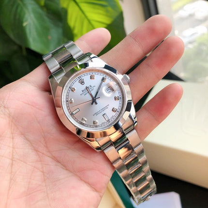 DATEJUST 41 SMOOTH BEZEL STAINLESS STEEL DIAMOND NUMERALS