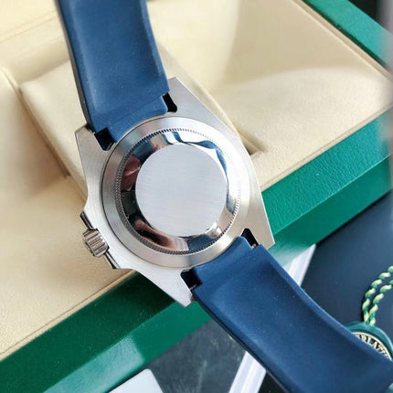 SUBMARINER DATE 41 BLUE BEZEL BLACK DIAL RUBBER STRAP