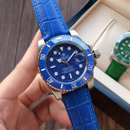 SUBMARINER DATE 40 CERAMIC BEZEL LEATHER STRAP